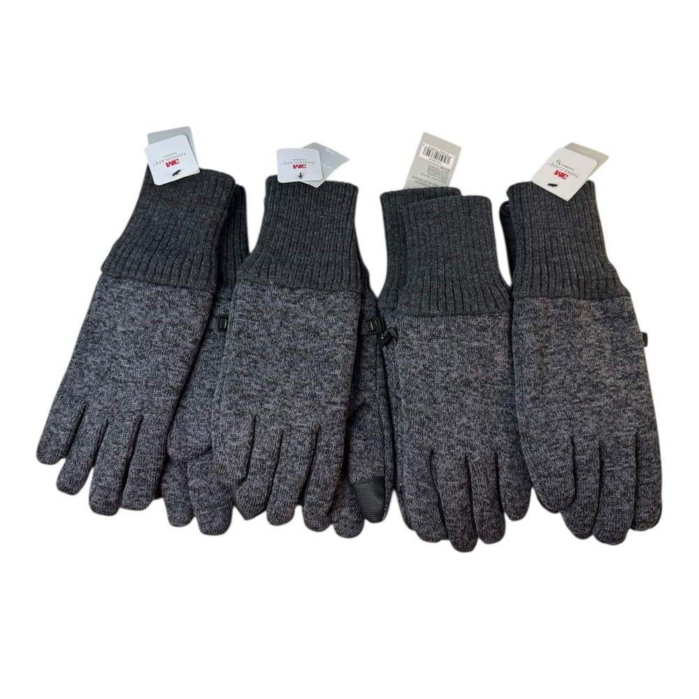 Lot Of 4 3M Thinsulate Insulation One Size Fits Most Gloves Mens Gloves NEW Grey